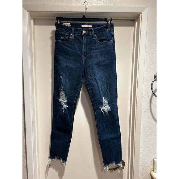 Levi's Denim - Skinny High Rise Distressed Jeans